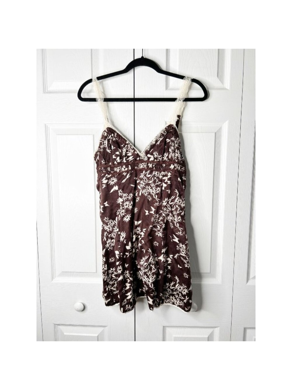 Urban Outfitters Ginny Brown White Floral Lace Mini Dress Women's Size Medium M